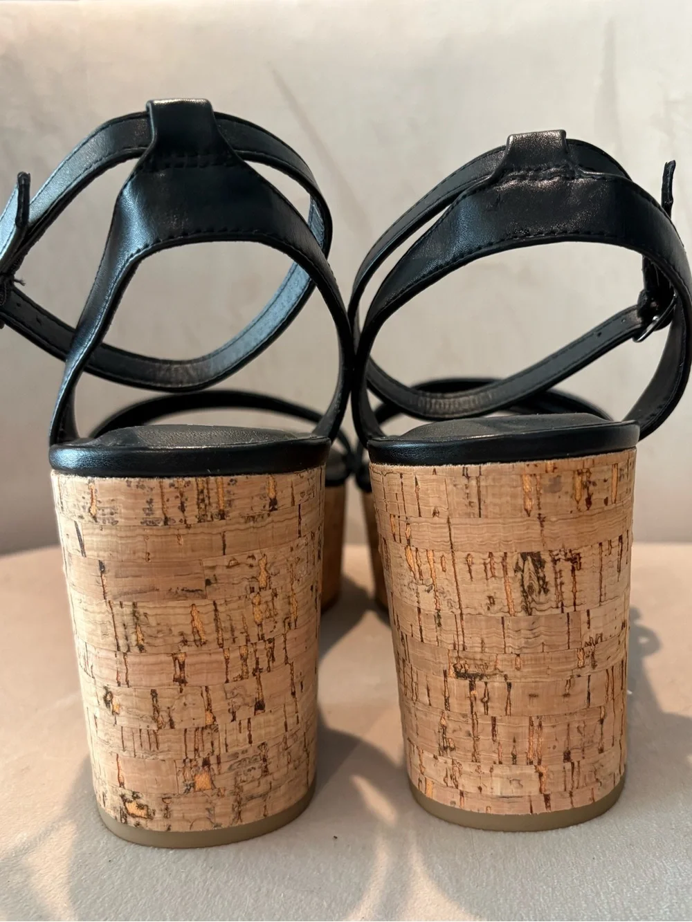 Torrid Black Faux-Leather Cork Platform Sandals 9.5 Wide